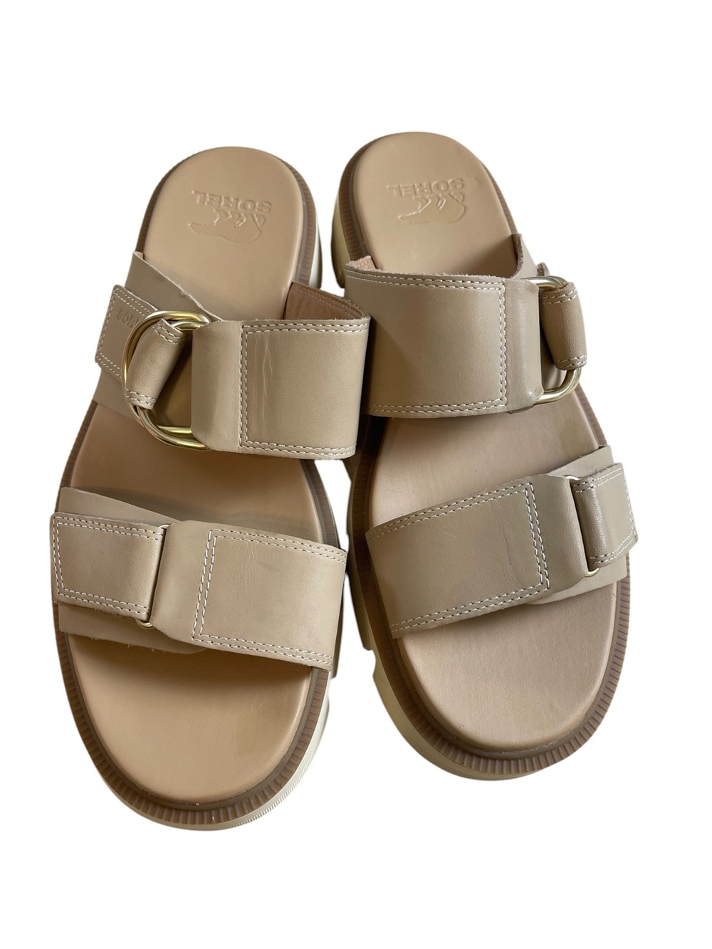 Sorel Sandals Womens 10 beige Rein CB Slide Adjustable Chunky Footbed Casual